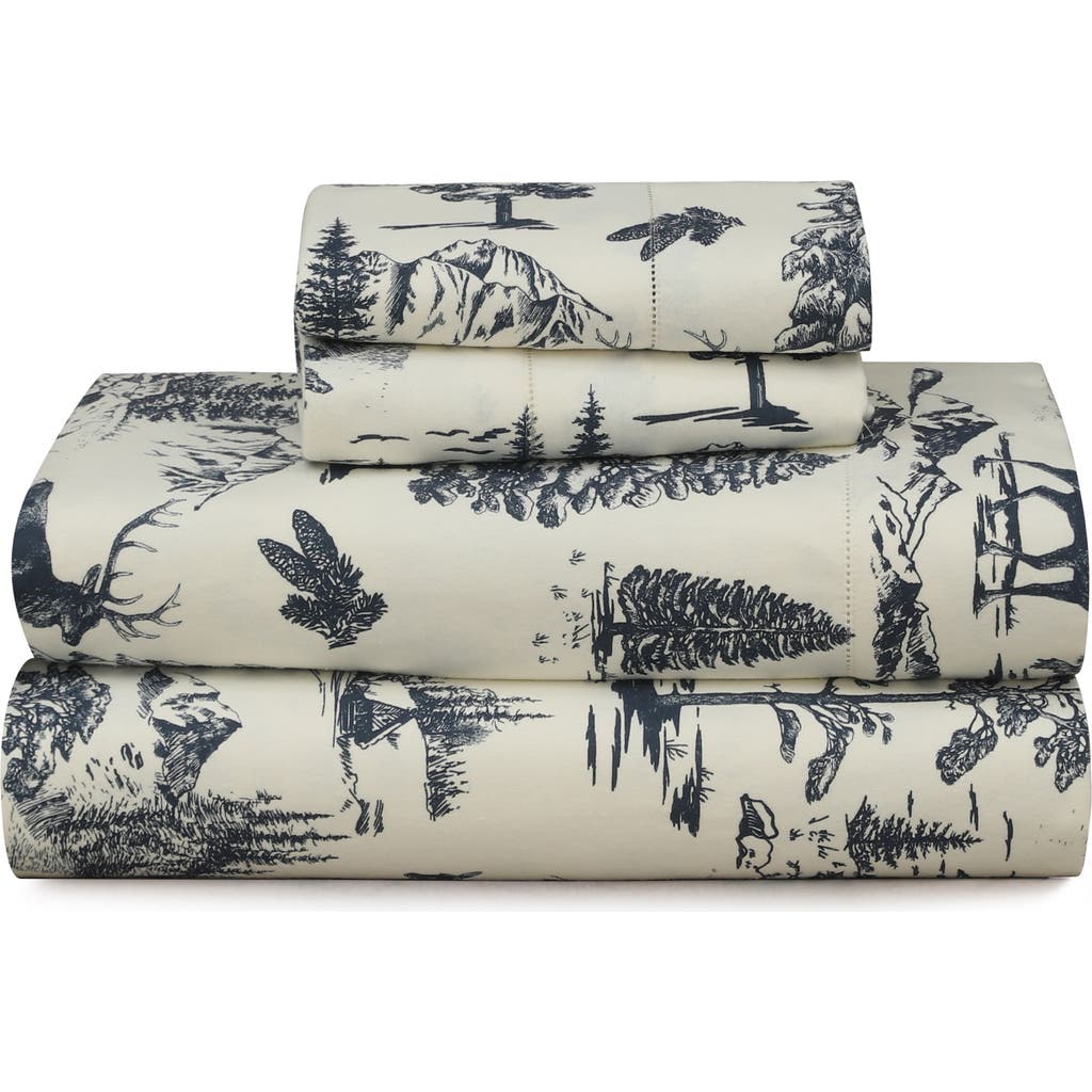 Azores Home Set Of 2 Mountain Toile Heavyweight Cotton Flannel Pillowcases In Multi