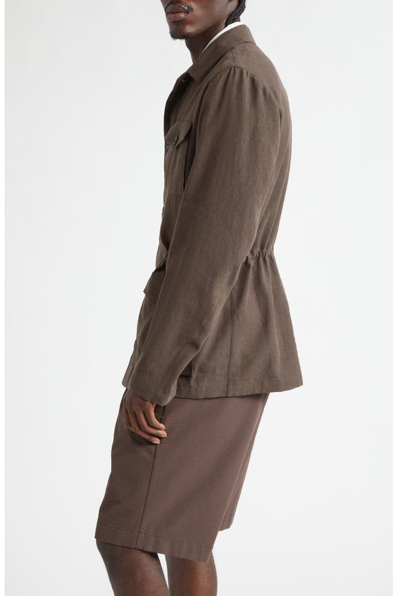 Linen & Cotton Poplin Field Jacket, Alternate, color, CHOCOLATE