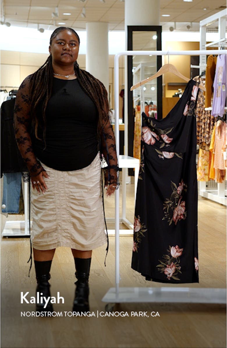 Carmen Floral One-Shoulder Midi Cocktail Dress, sales video thumbnail