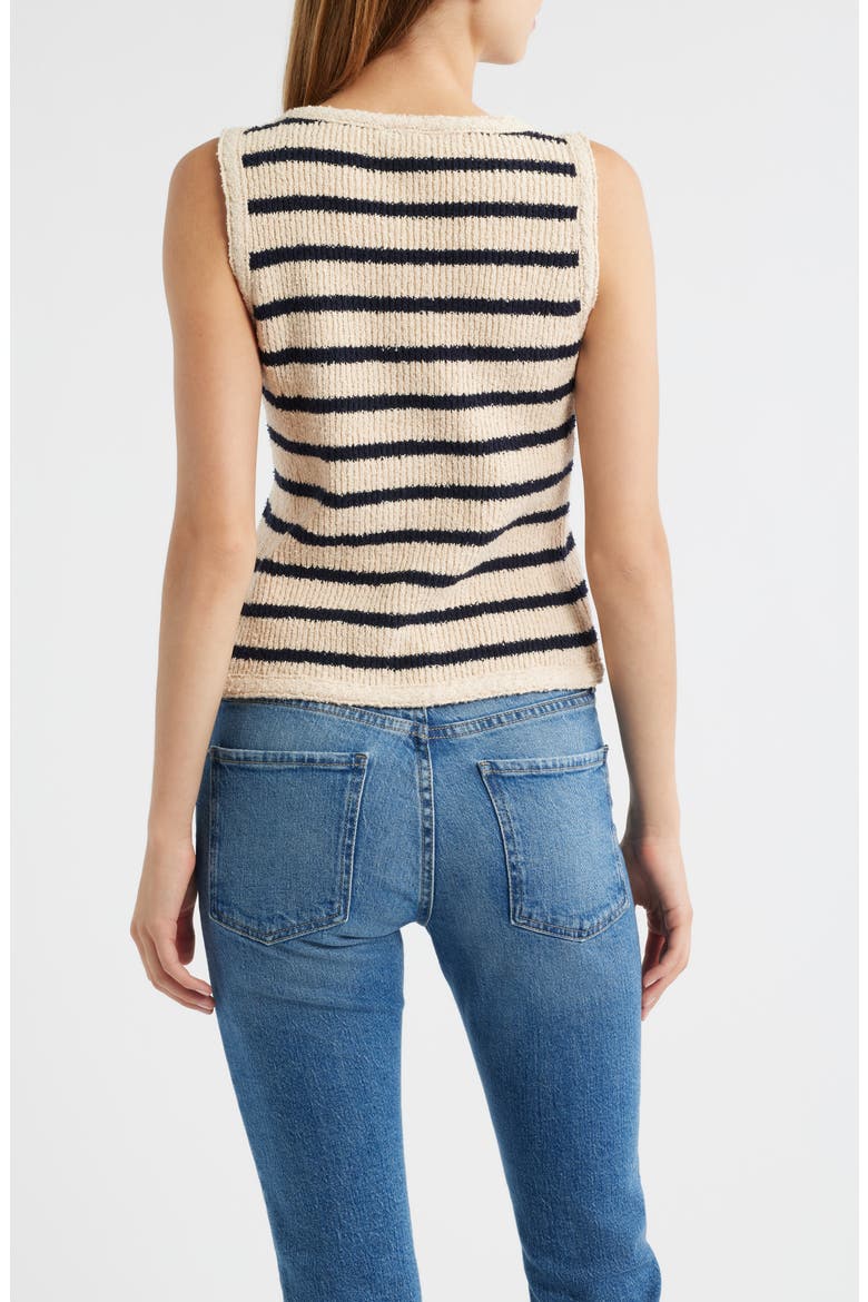 Sade Cotton Sweater Vest, Alternate, color, IVORY NAVY STRIPE
