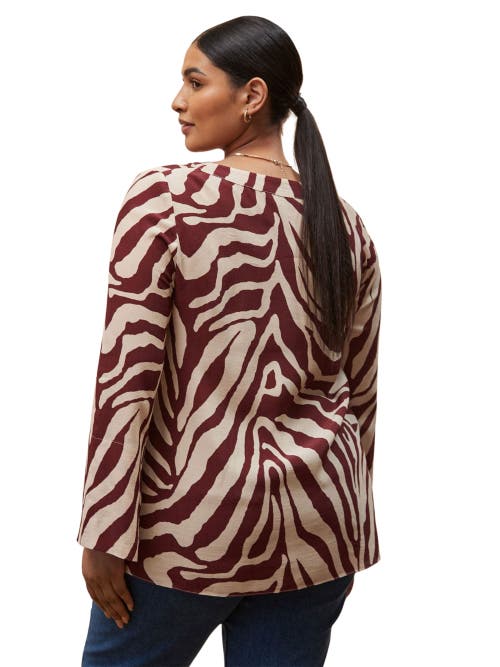 Live Unlimited Animal Print Split Sleeve Blouse In Multi