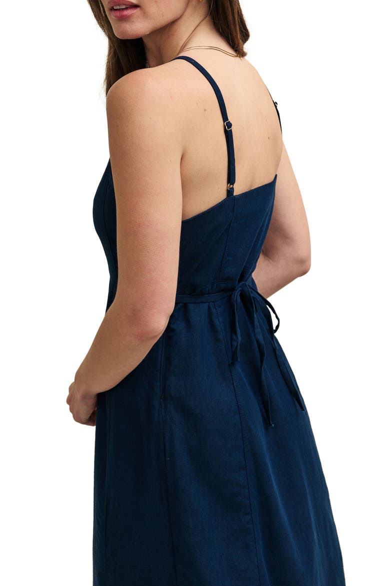 Maddy Dark Denim Twill Midi Dress, Alternate, color, BLUE