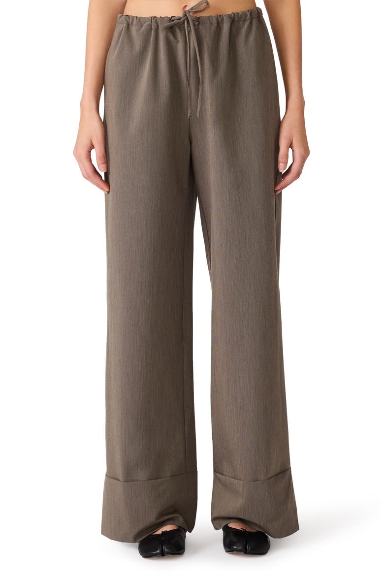 Idra Tie Waist Pants, Main, color, WALNUT