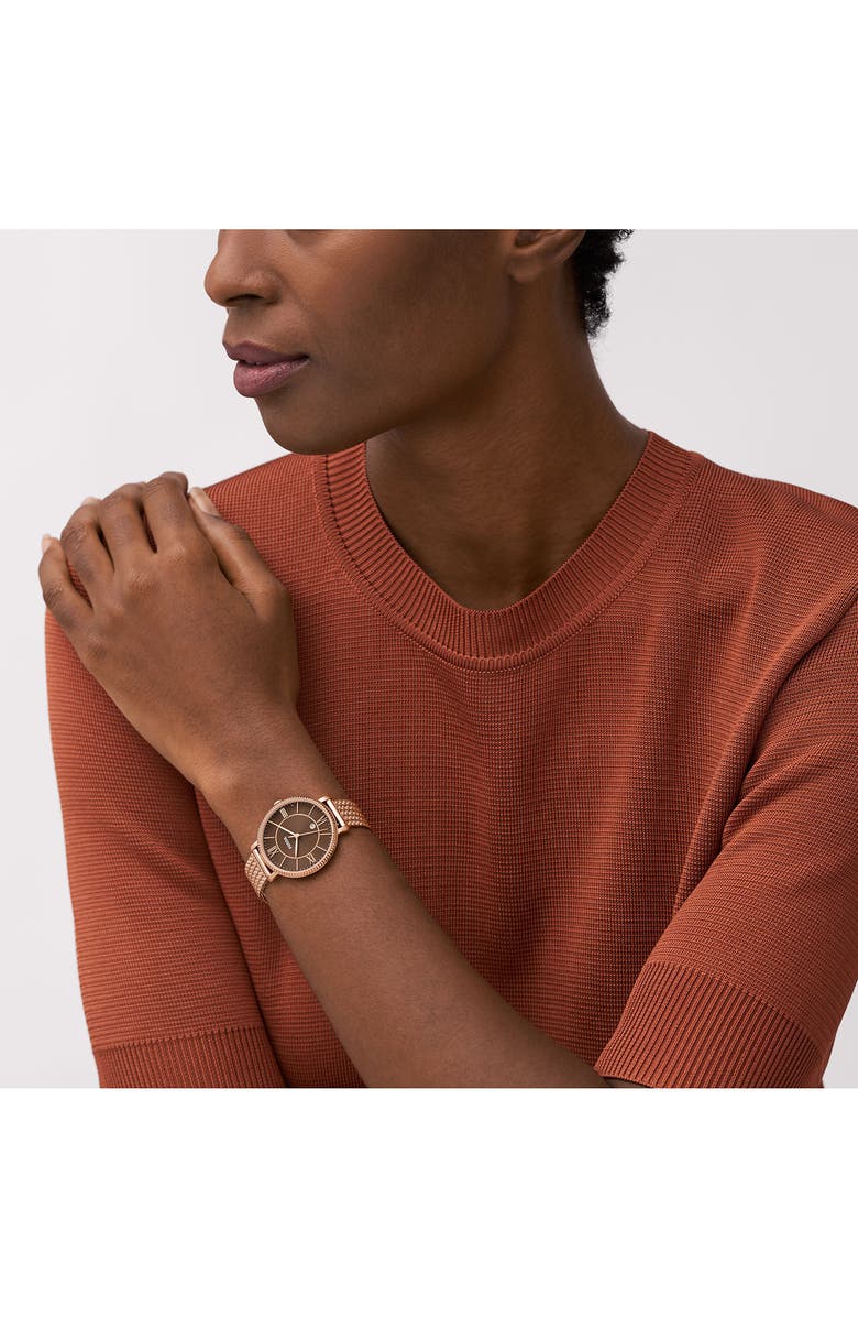 Fossil Jacqueline Mesh Strap Watch, 36mm, Alternate, color,