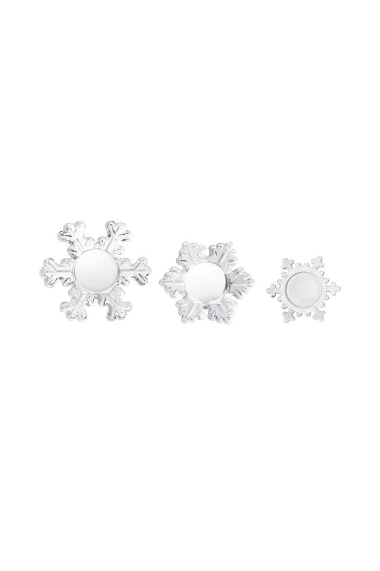 Glass Snowflake Tealight Holders, Set of 3, Main, color, Clear