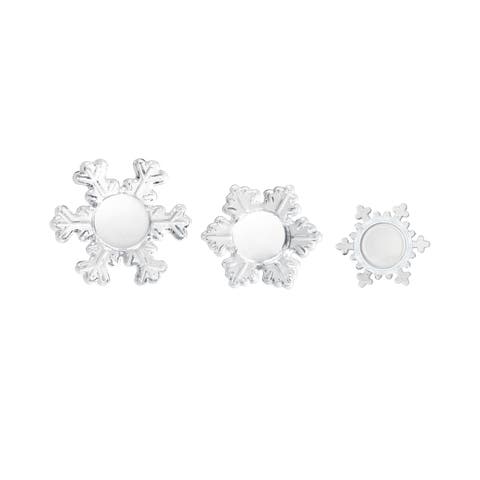 Glass Snowflake Tealight Holders, Set of 3