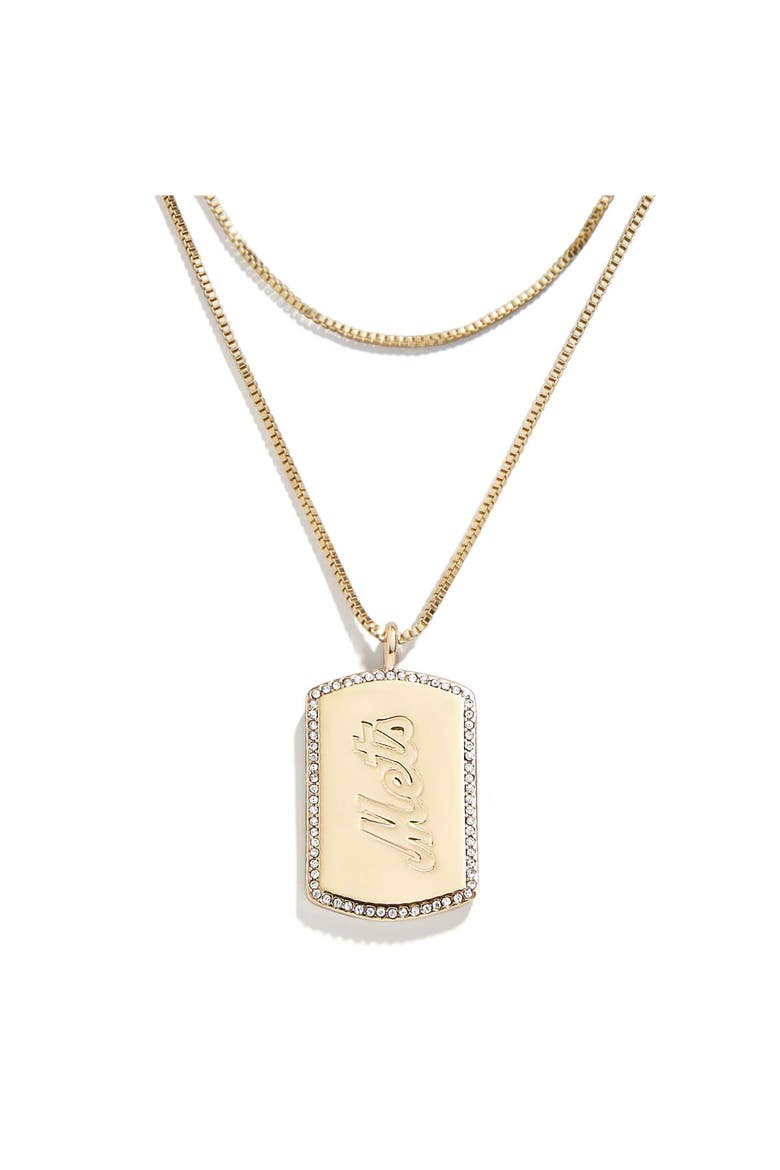 x Baublebar New York Mets Dog Tag Necklace, Main, color, Gold