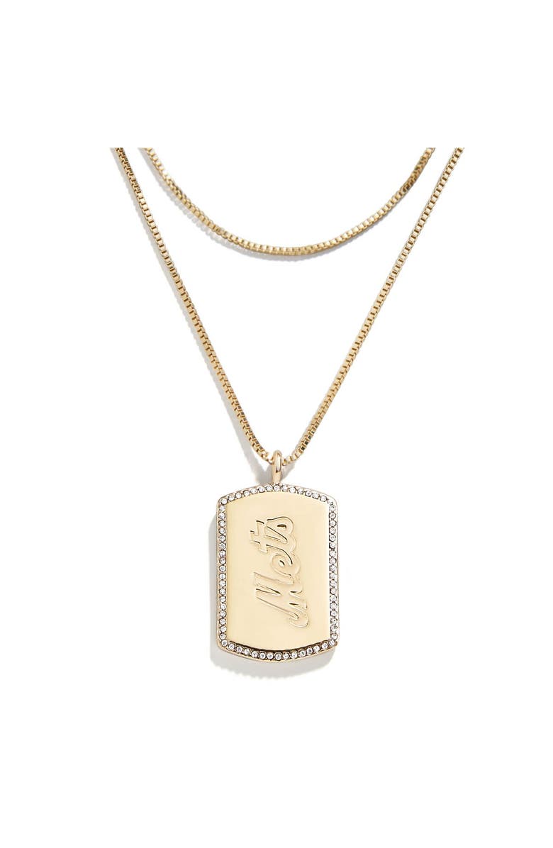 WEAR by Erin Andrews x Baublebar New York Mets Dog Tag Necklace, Main, color,