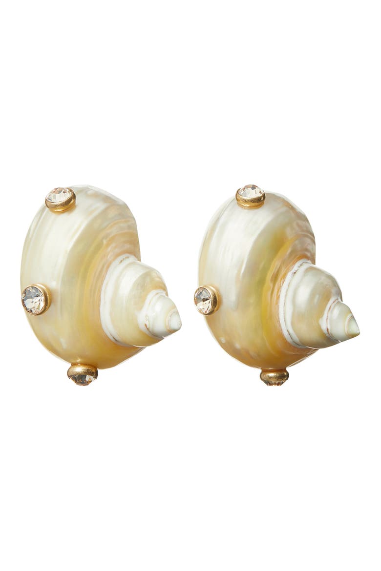 Shell Stud Clip-On Earrings, Main, color, GOLD/IVORY
