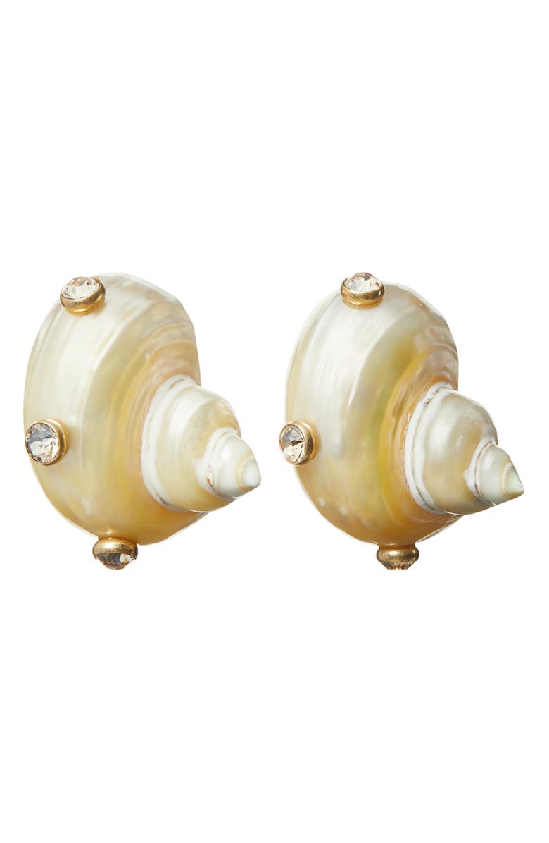 Tory Burch Shell Stud Clip-On Earrings, Main, color,