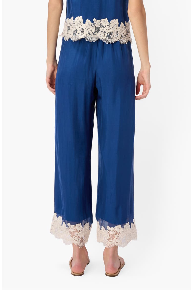 Gilda Lace Trim Silk Ankle Pants, Alternate, color, SAILOR