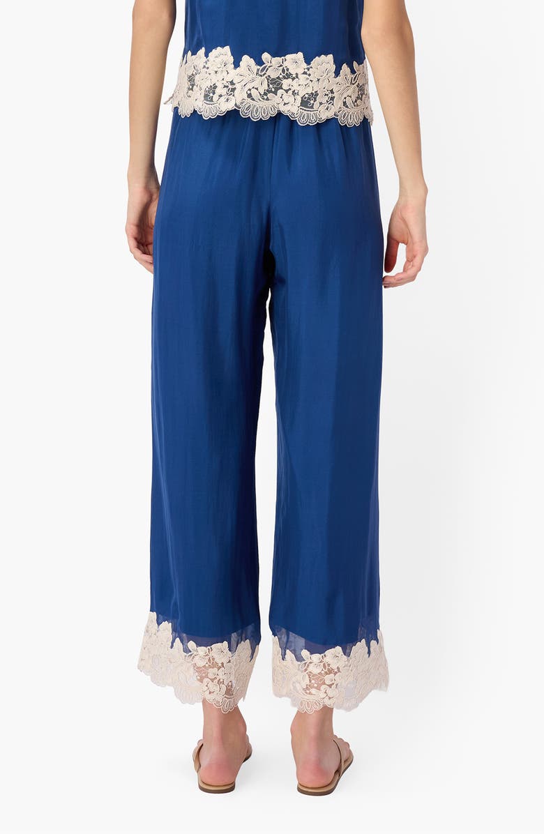 CAMI NYC Gilda Lace Trim Silk Ankle Pants, Alternate, color, Sailor