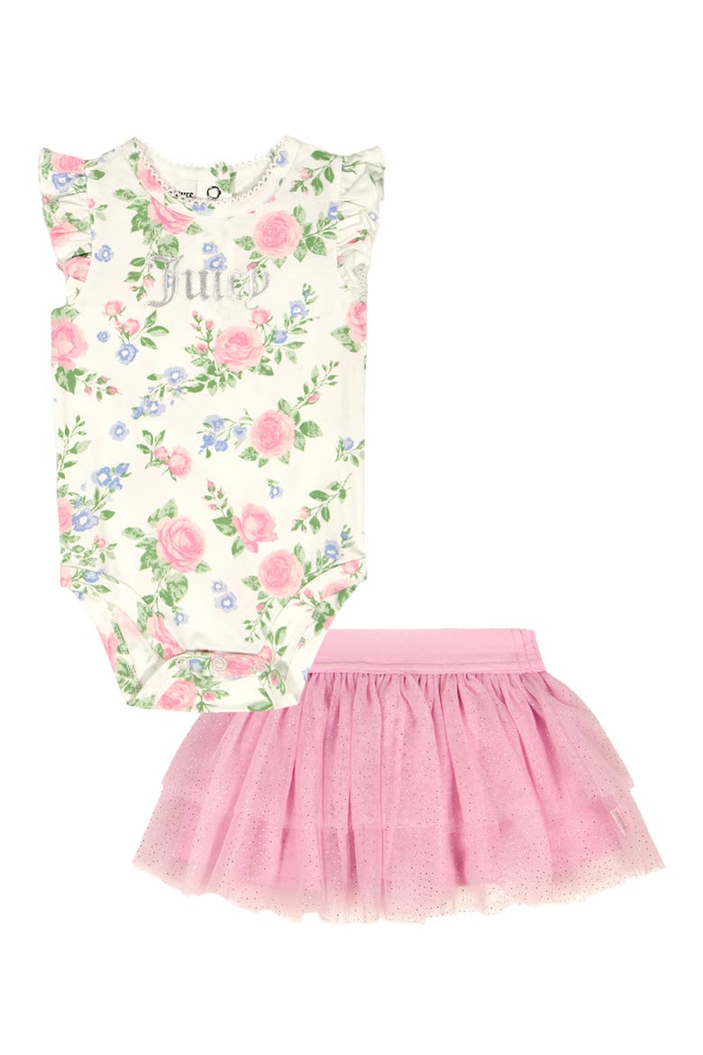 Kids' Floral Ruffle Bodysuit & Tutu Skort Set, Main, color, PINK MULTI