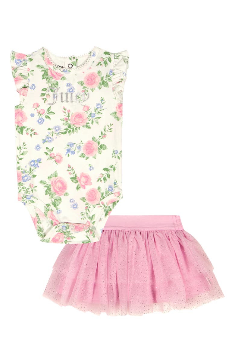 Juicy Couture Ruffle Bodysuit & Tutu Skort Set, Main, color, Pink