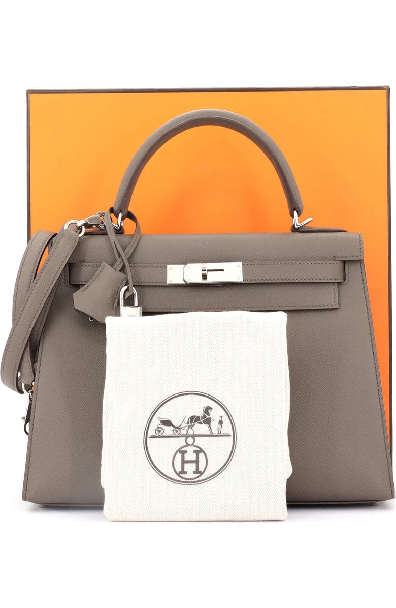 Pre-Owned Hermes Kelly Handbag Grey Epsom with Palladium Hardware 28, Alternate, color,
