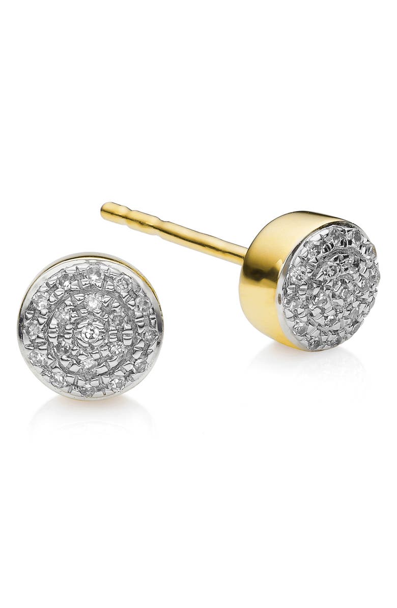 Monica Vinader Fiji Mini Diamond Button Stud Earrings, Main, color, Gold