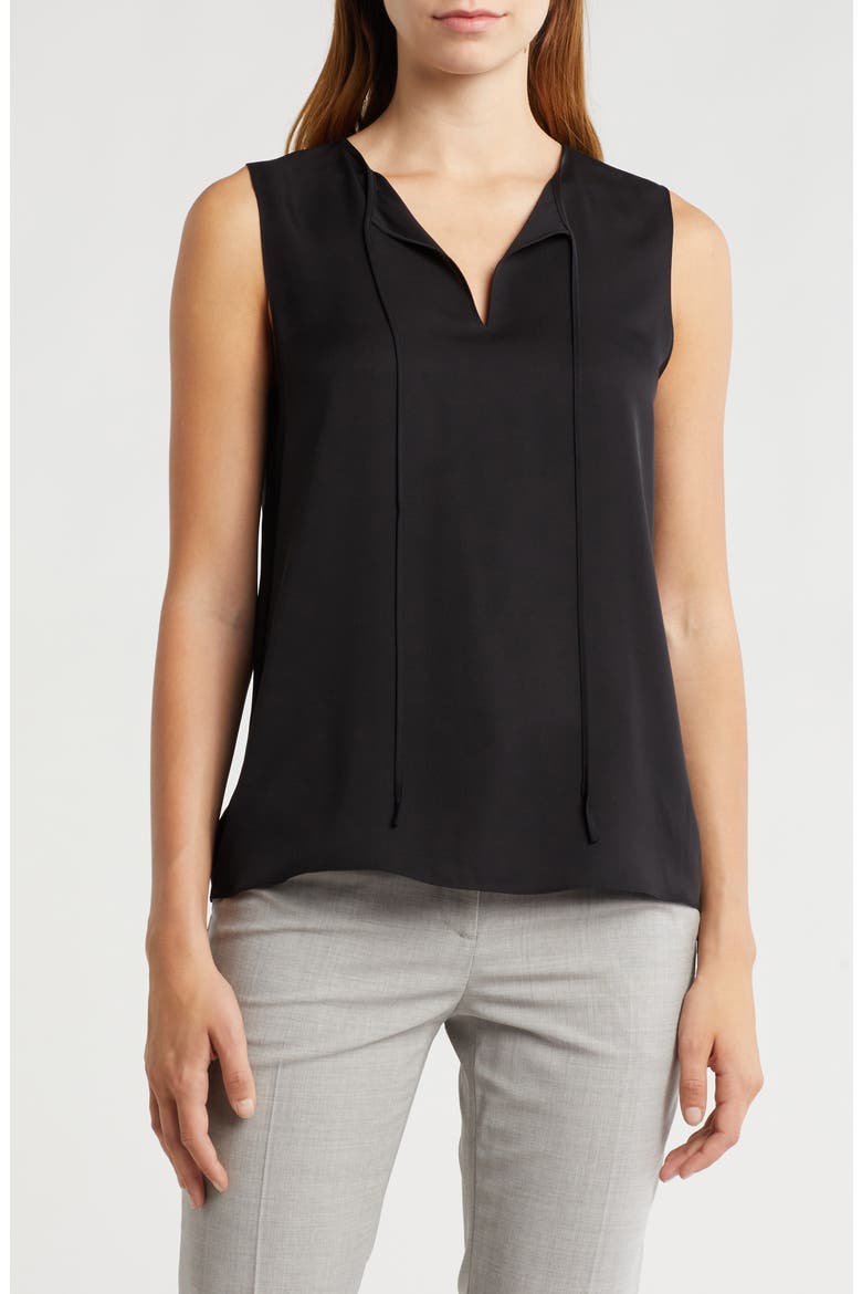 Modern Sleeveless Silk Top, Main, color, BLK