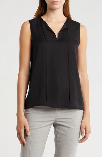 Theory Modern Sleeveless Silk Top In Blk