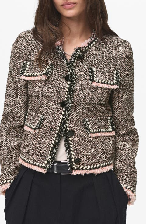 Button Front Tweed Jacket