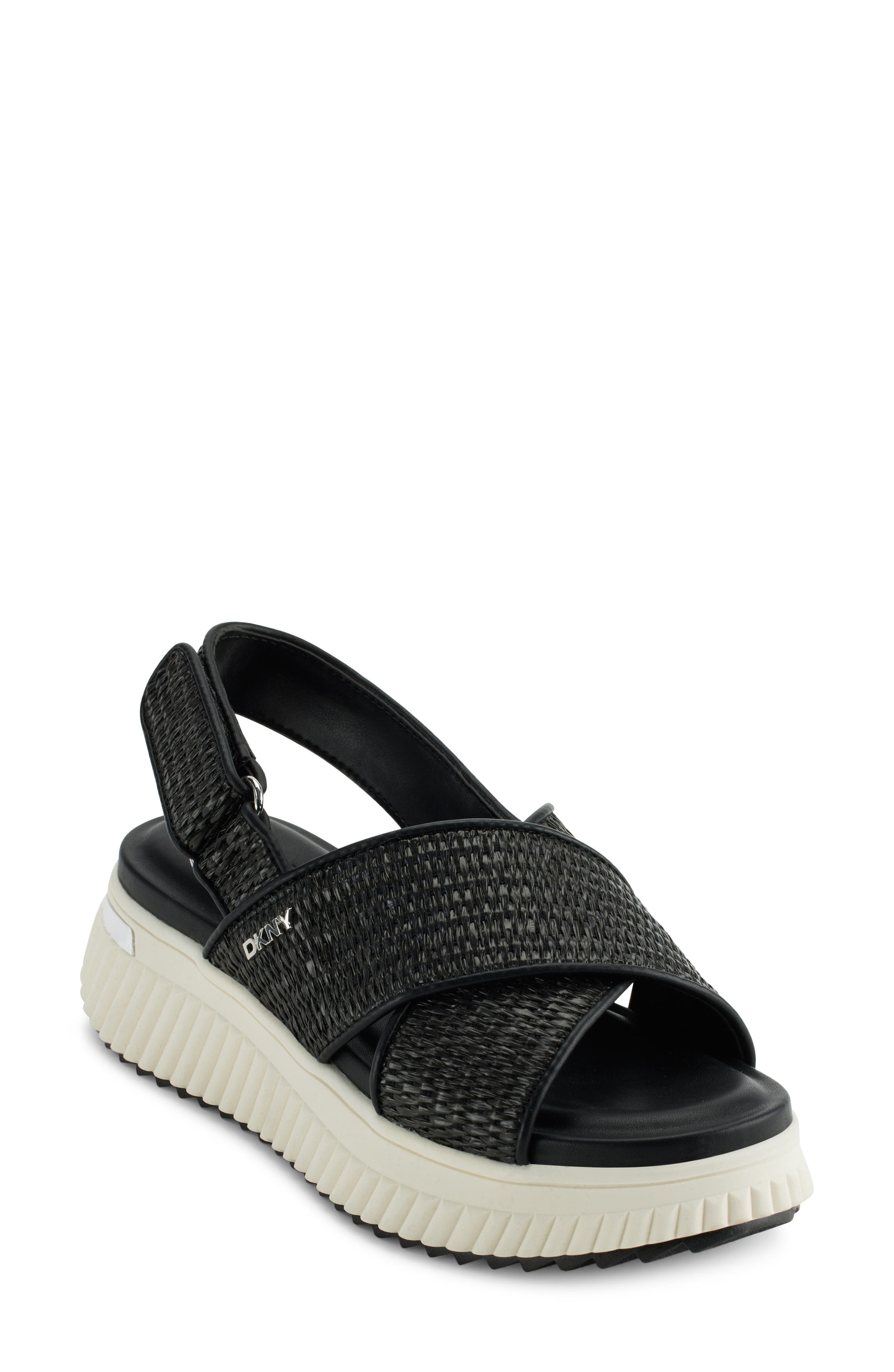 DKNY Malai Crossband Sandal, Main, color, Black