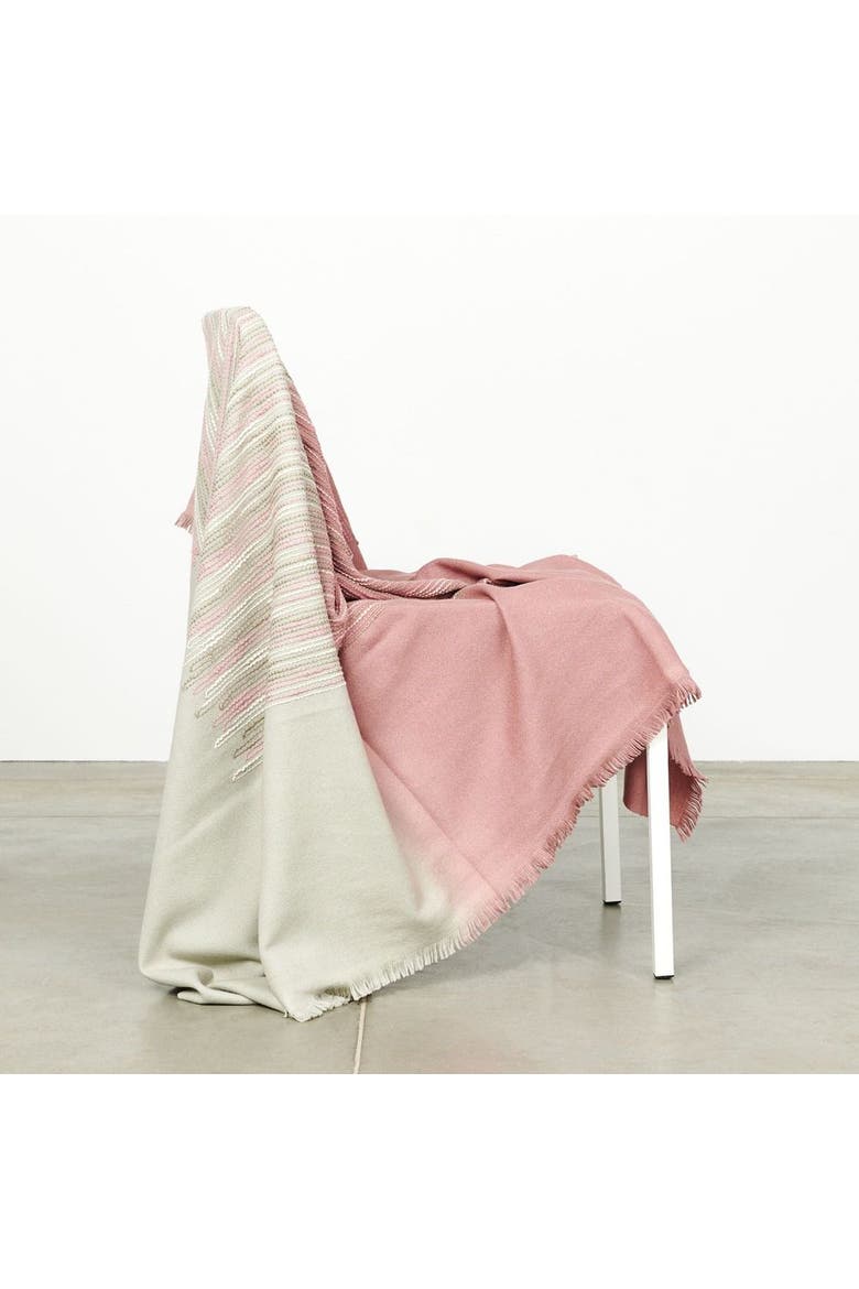 Chive Ombre Hand Textured Handloom Soft Merino Throw, Alternate, color, Red