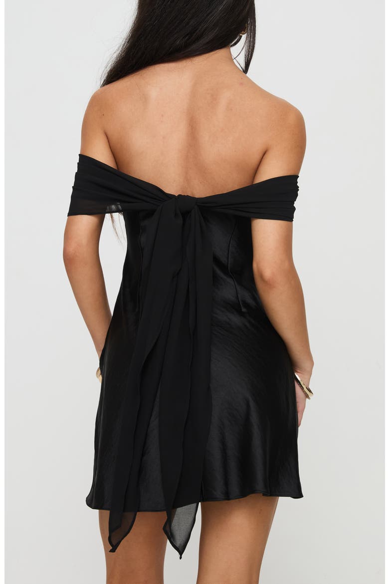 Adoration Off the Shoulder Minidress, Alternate, color, BLACK