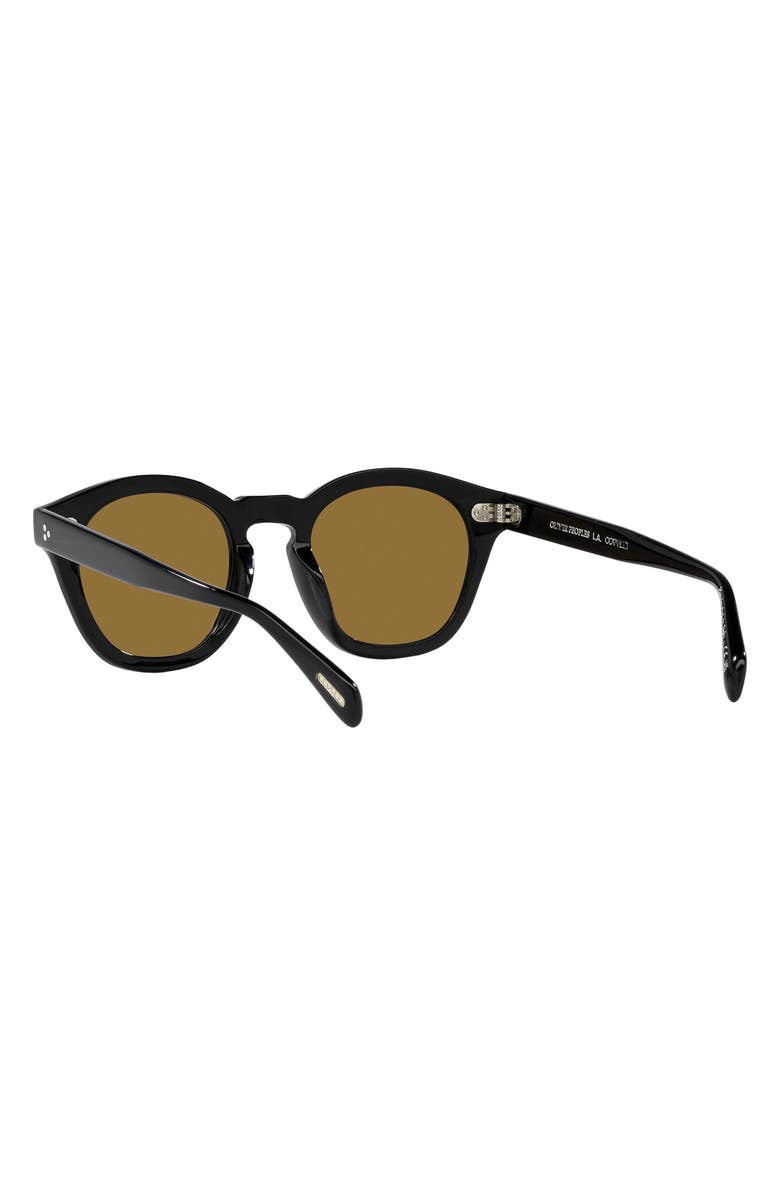 Oliver Peoples Boudreau La 48mm Round Sunglasses, Alternate, color, Black