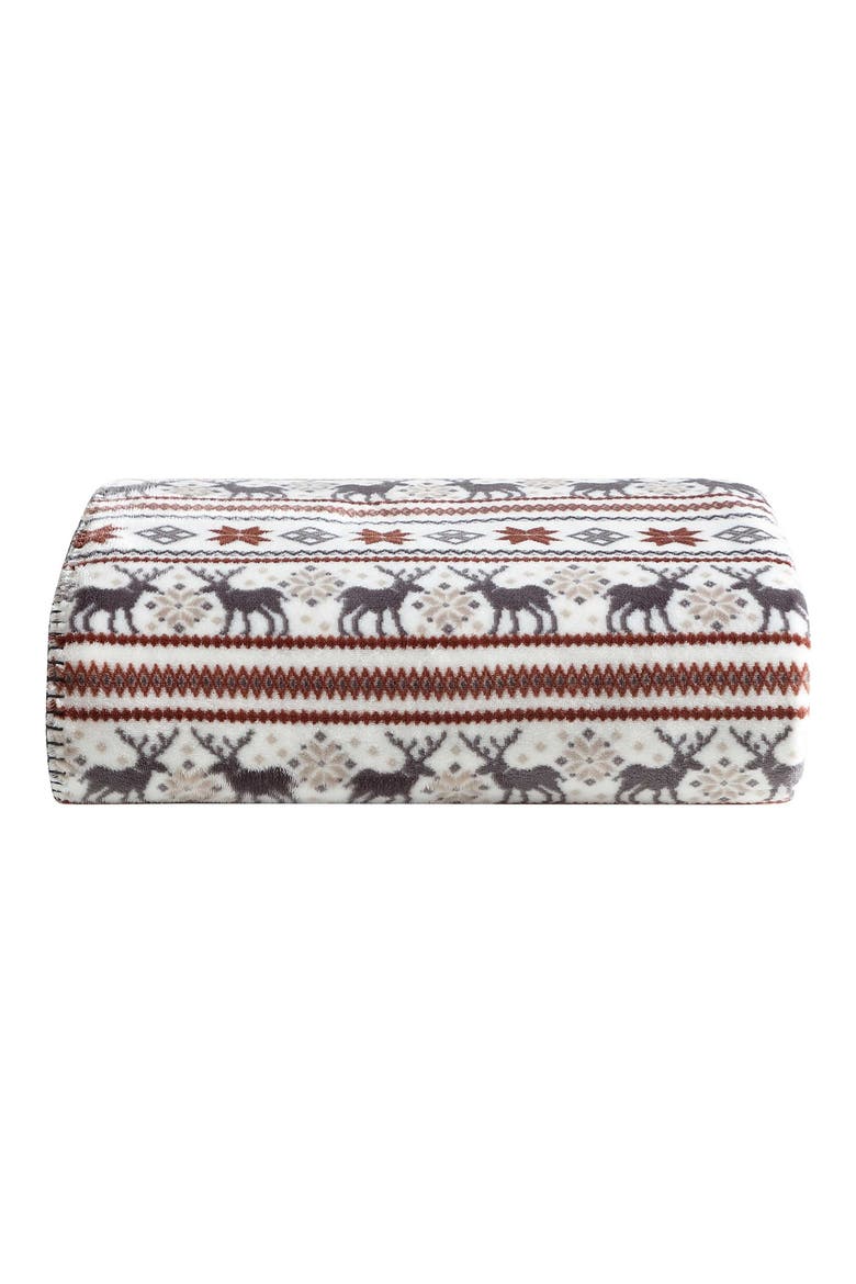 Flying Fish Reversible Flannel Blanket, Main, color, LIGHT BEIGE