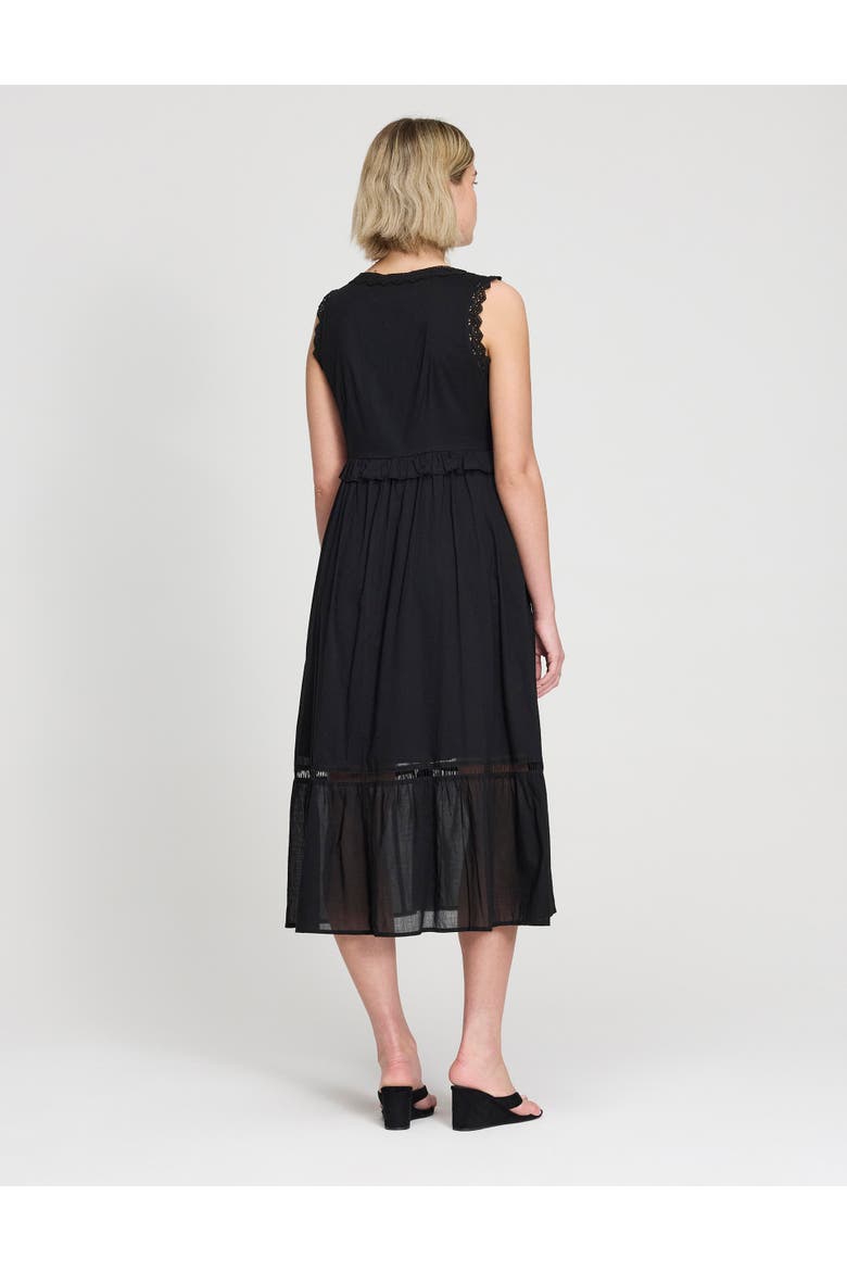 Myriam Sleeveless Cotton Midi Dress, Alternate, color, Black