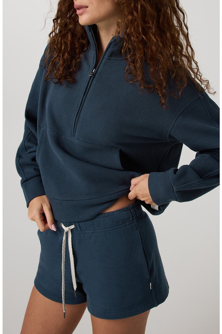 Piqué Half Zip Fleece Pullover, Alternate, color, OCEAN BLUE