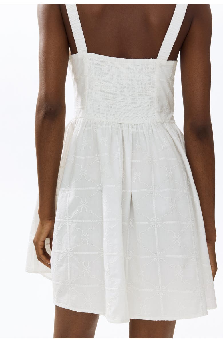H&M Embroidered Flared-skirt Dress, Alternate, color, White