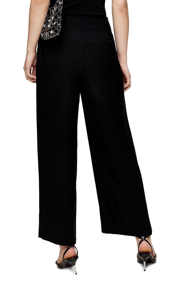 Topshop Aida Stitch Detail Wide Leg Trousers, Alternate, color,