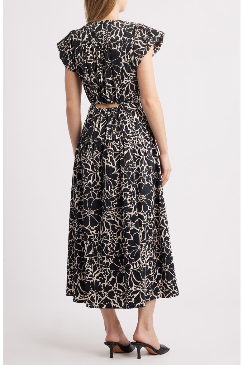 Floral Cotton Blend Dress, Alternate, color, BLACK OFF WHITE