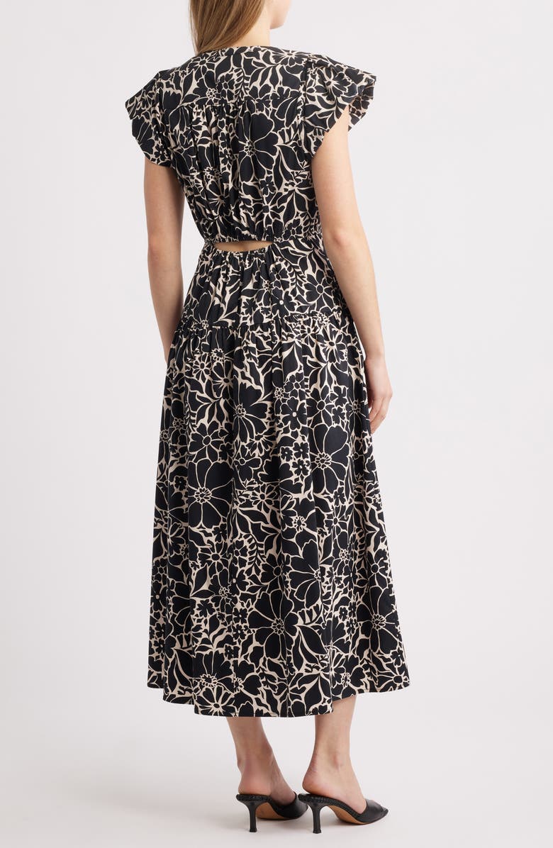 Wit & Wisdom Floral Cotton Blend Dress, Alternate, color, Black Off White