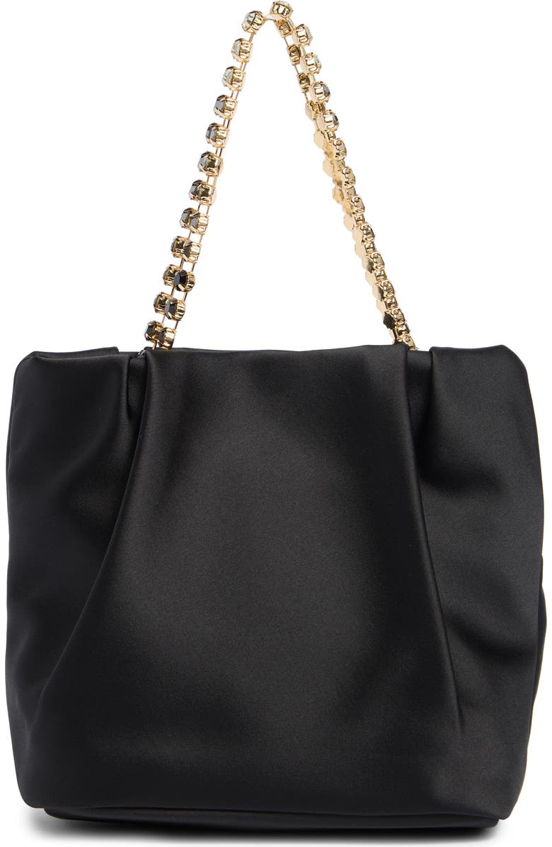 Dolce Vita Karol Rhinestone Strap Satin Handbag, Alternate, color, Black