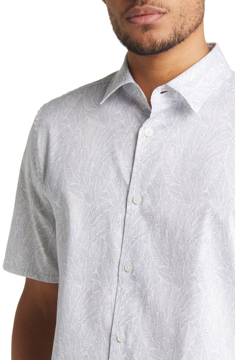 Ted Baker London Apsley Linear Leaf Short Sleeve Button-Up Shirt, Alternate, color,