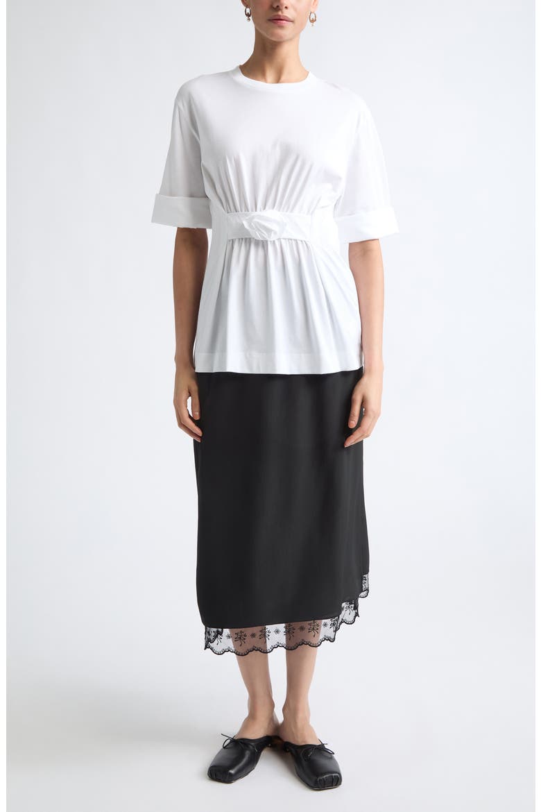 Lace Trim Crêpe de Chine Negligee Skirt, Alternate, color, BLACK