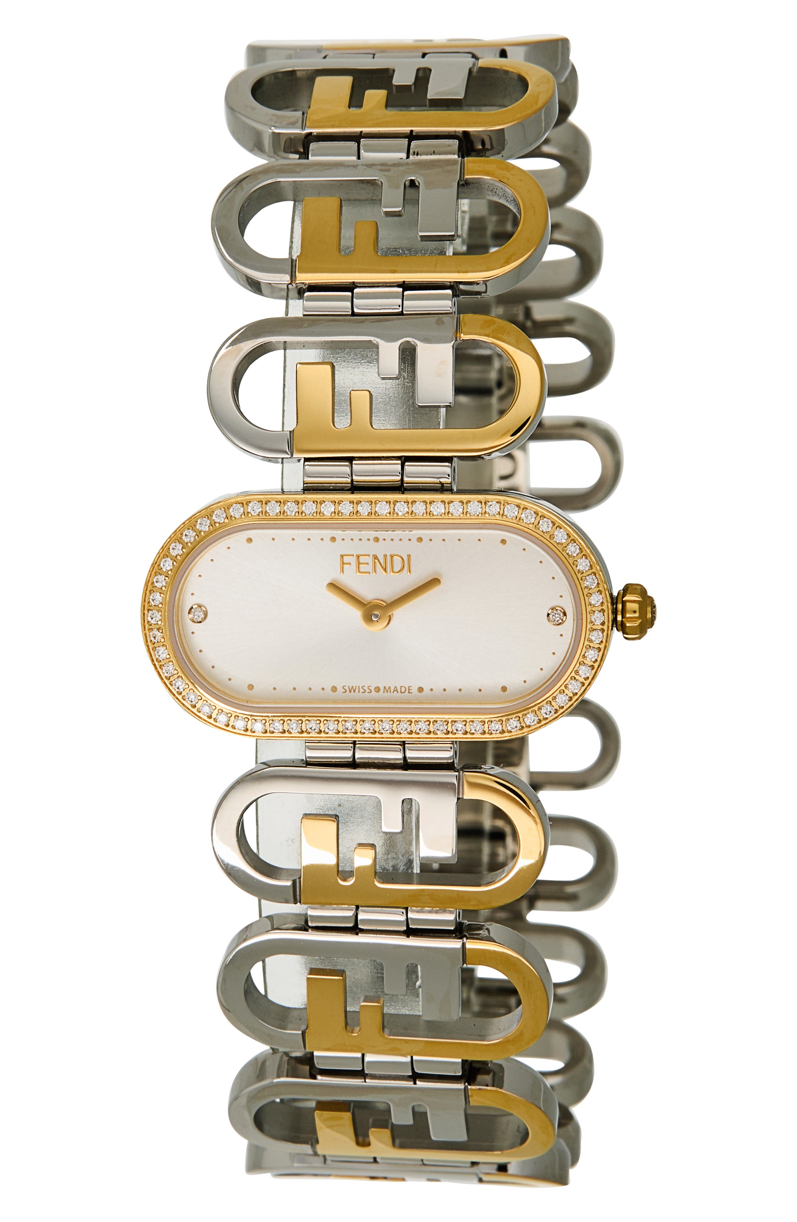 超美品✨FENDIブレスレットウォッチ Fendi O'Lock Two-Tone Diamond Bracelet Watch, 28.3mm x 14.8mm