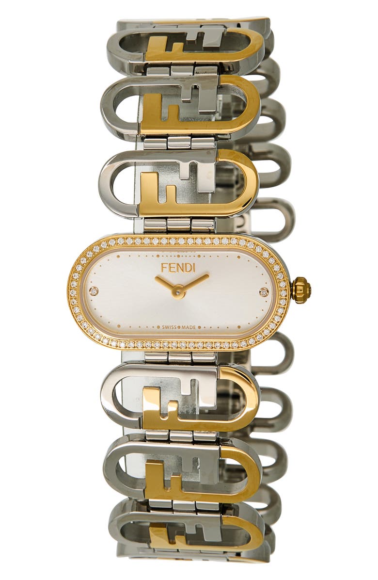 Fendi O'Lock Two-Tone Diamond Bracelet Watch, 28.3mm x 14.8mm