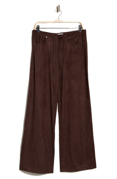 Faux Suede Drawstring Pants