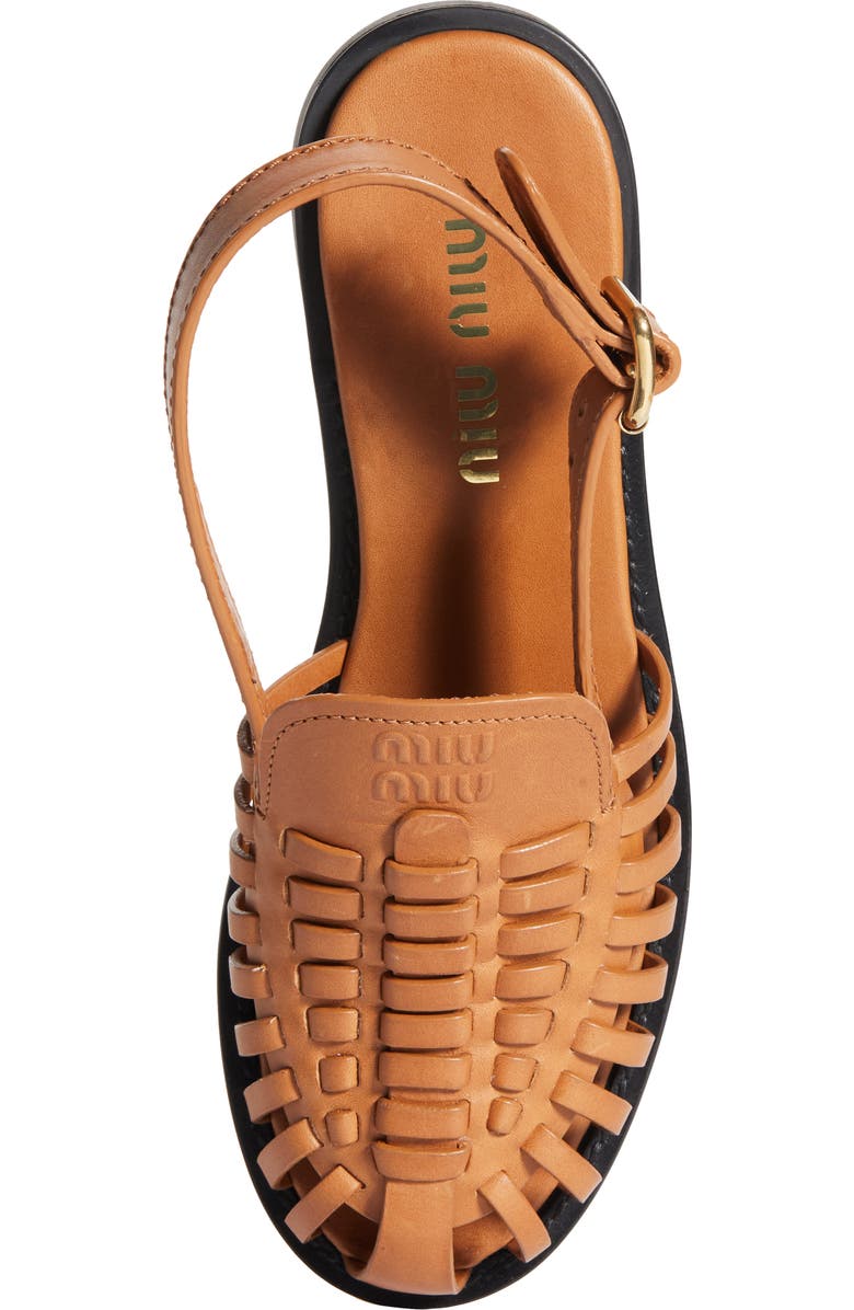 Miu Miu Slingback Huarache Sandal, Alternate, color, Brown