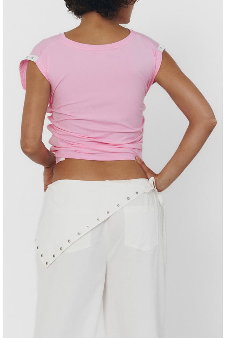 Snap Detail Convertible Cap Sleeve T-Shirt, Alternate, color, BOM BOM