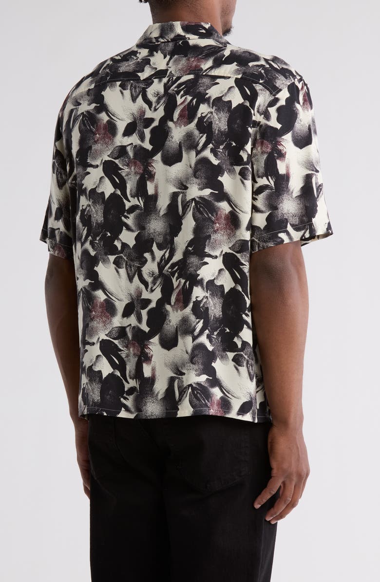 Abound Floral Camp Shirt, Alternate, color, Ivory- Black Overlapped Floral