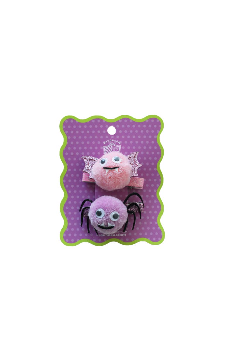 Monster Mash Fuzzy Bat + Spider Halloween Hair Clip Set, Main, color, Assorted Pre-Pack