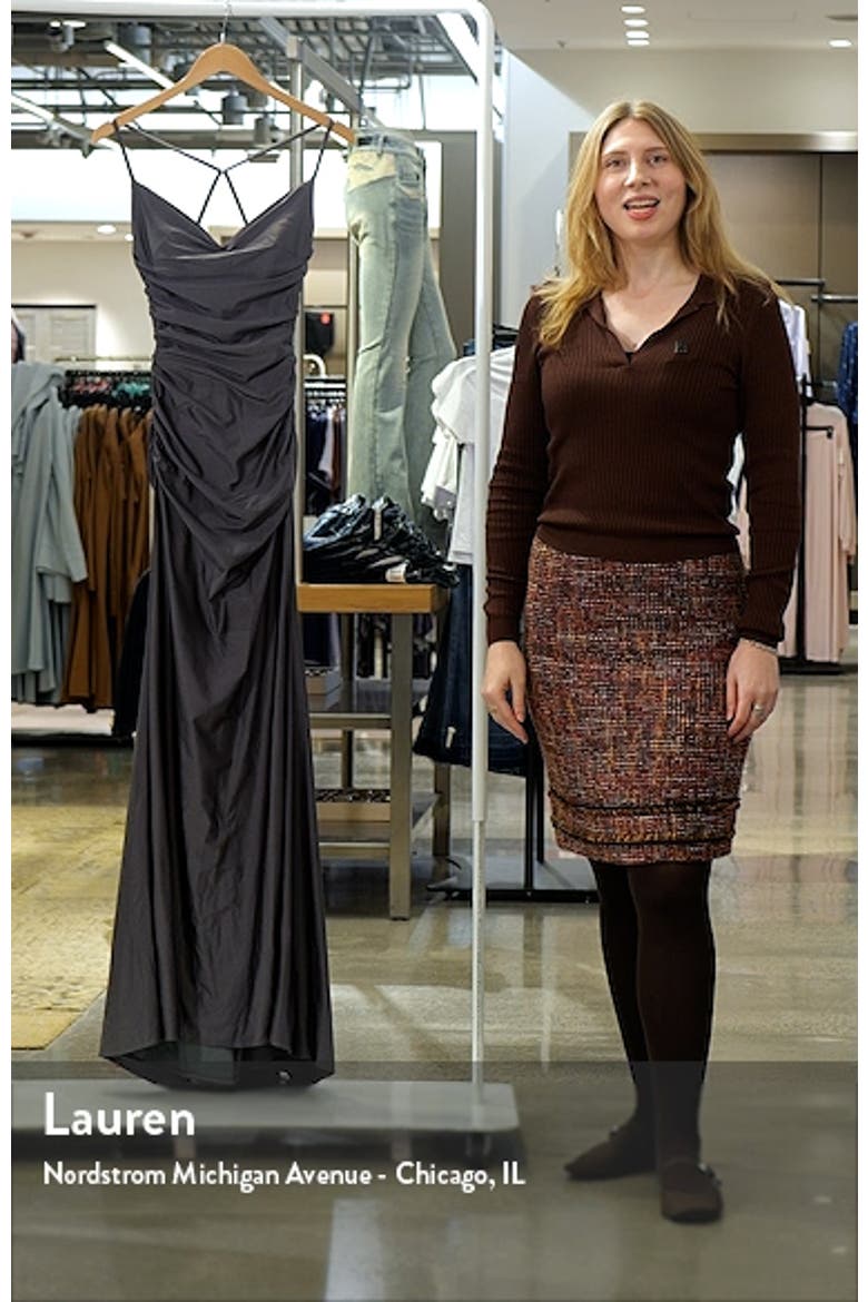 Form Fitting Jersey Dress with Ruching and Strappy Back video