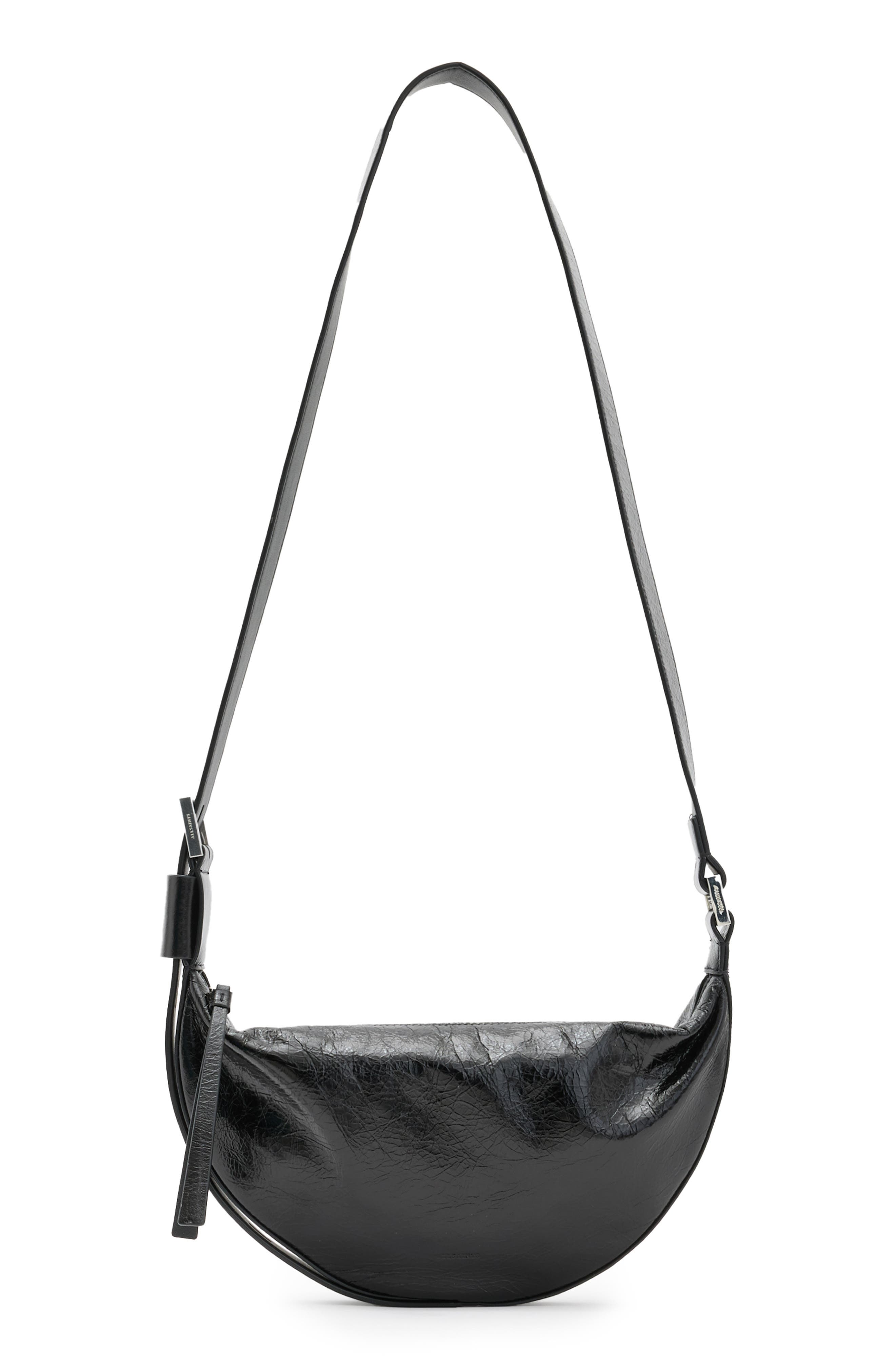 AllSaints Half Moon Crossbody Bag, Main, color, 