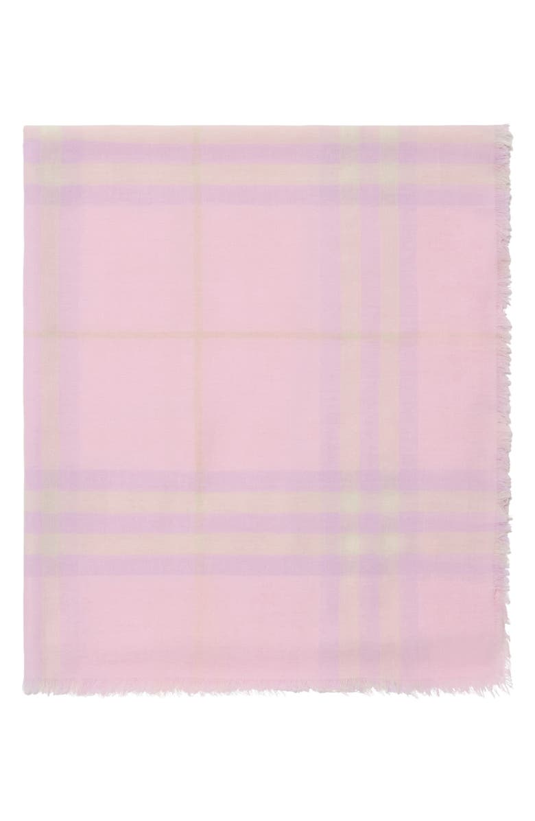 Burberry Giant Check Lightweight Wool Scarf, Alternate, color, Fondant Pink