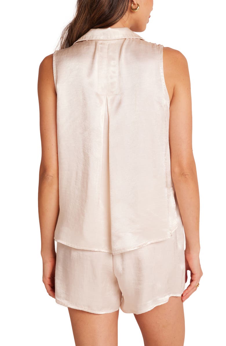 Bella Dahl Notch Collar Sleeveless Satin Button-Up Shirt, Alternate, color, 