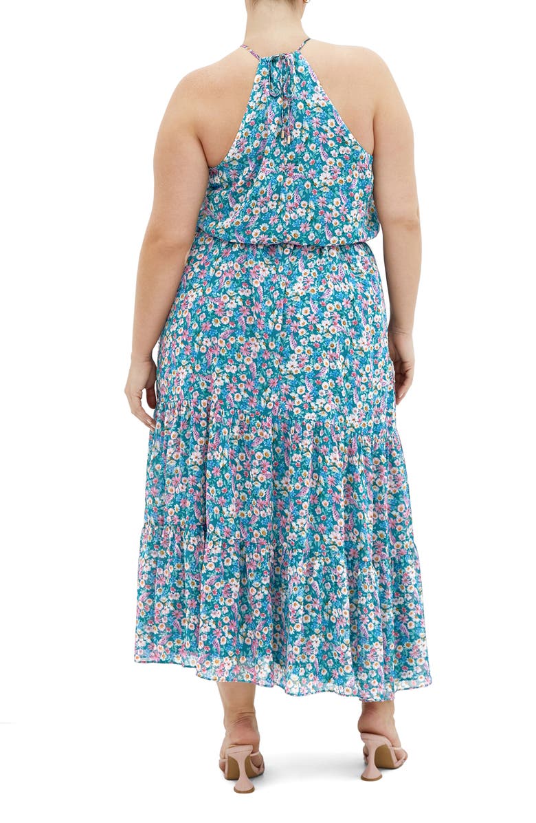 City Chic Lidia Maxi Halter Dress, Alternate, color, Ditsy Swirl