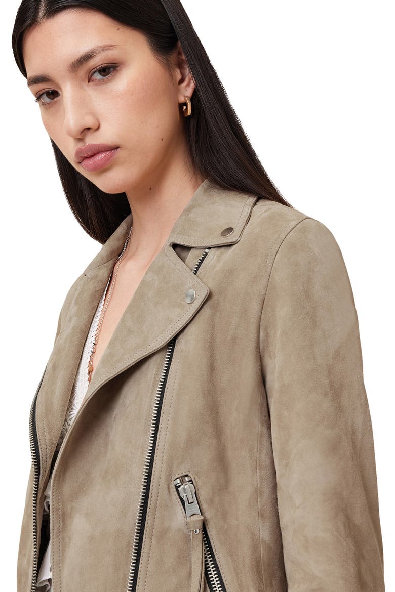 Dalby Suede Moto Jacket, Alternate, color, WARM GREY